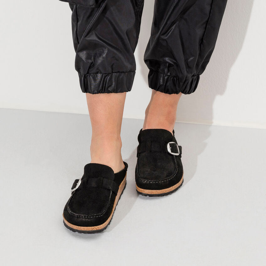 Women's Buckley Suede Leather Black Regular/Wide