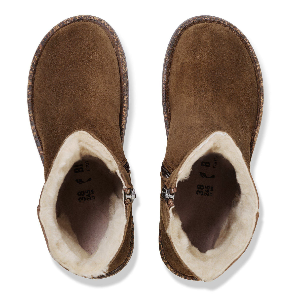 Women's Uppsala Zip Shearling Suede Leather Dark Tea