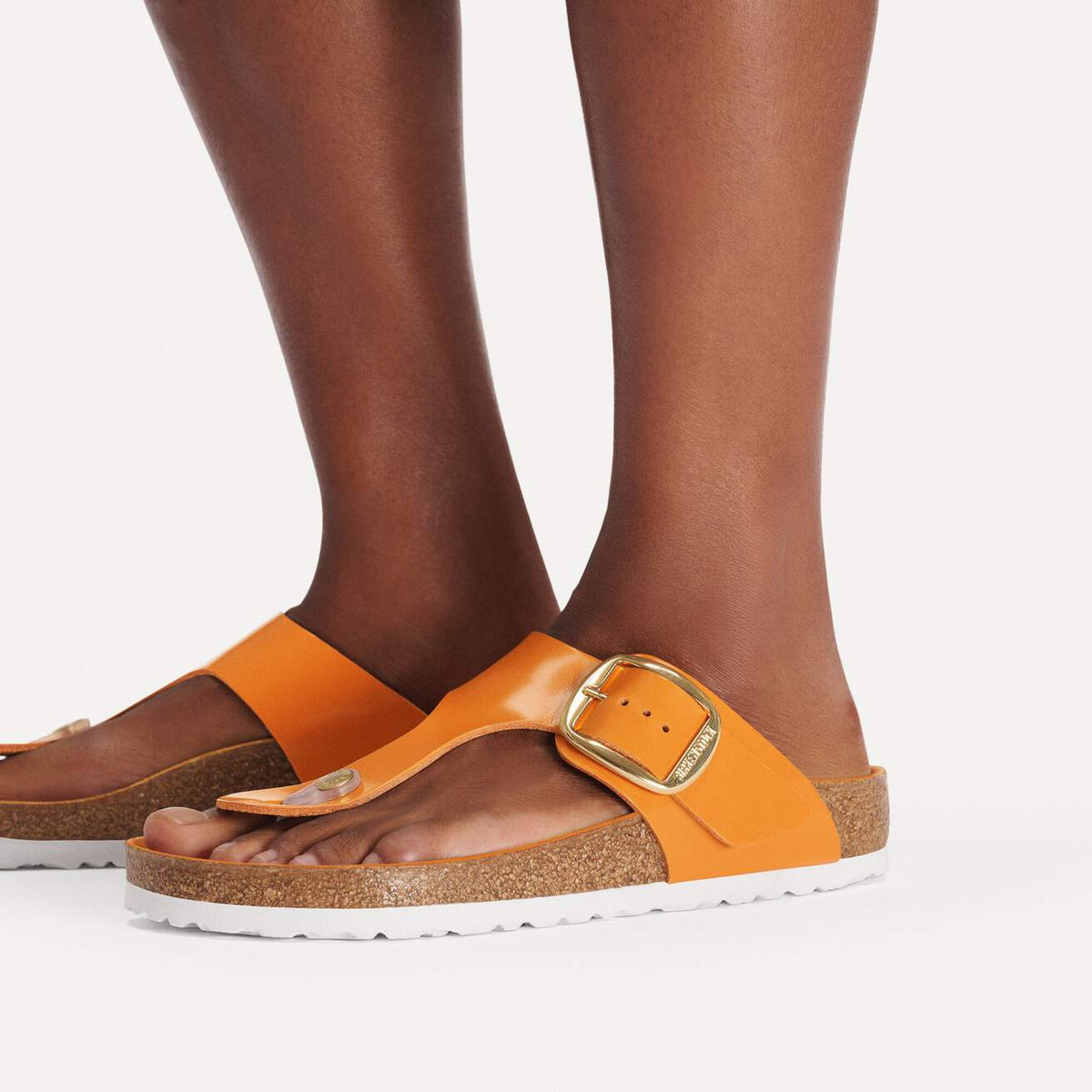 Women's Gizeh Big Buckle Natural Leather Patent High-Shine Kurkuma