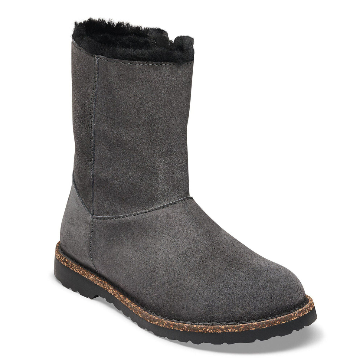 Women's Uppsala Zip Shearling Suede Leather Charcoal