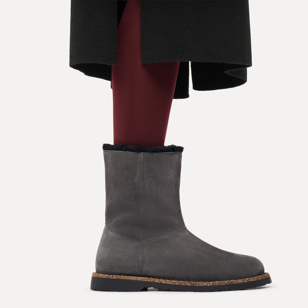 Women's Uppsala Zip Shearling Suede Leather Charcoal