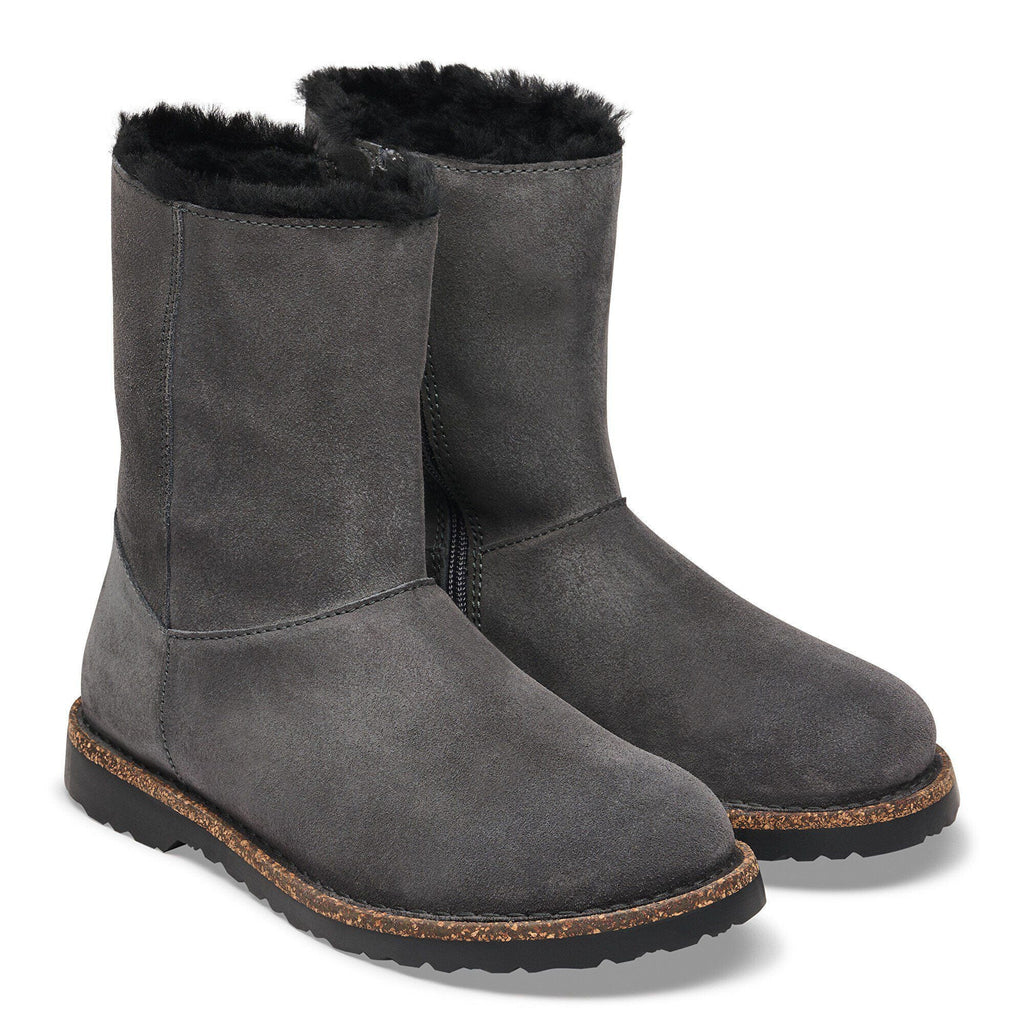 Women's Uppsala Zip Shearling Suede Leather Charcoal