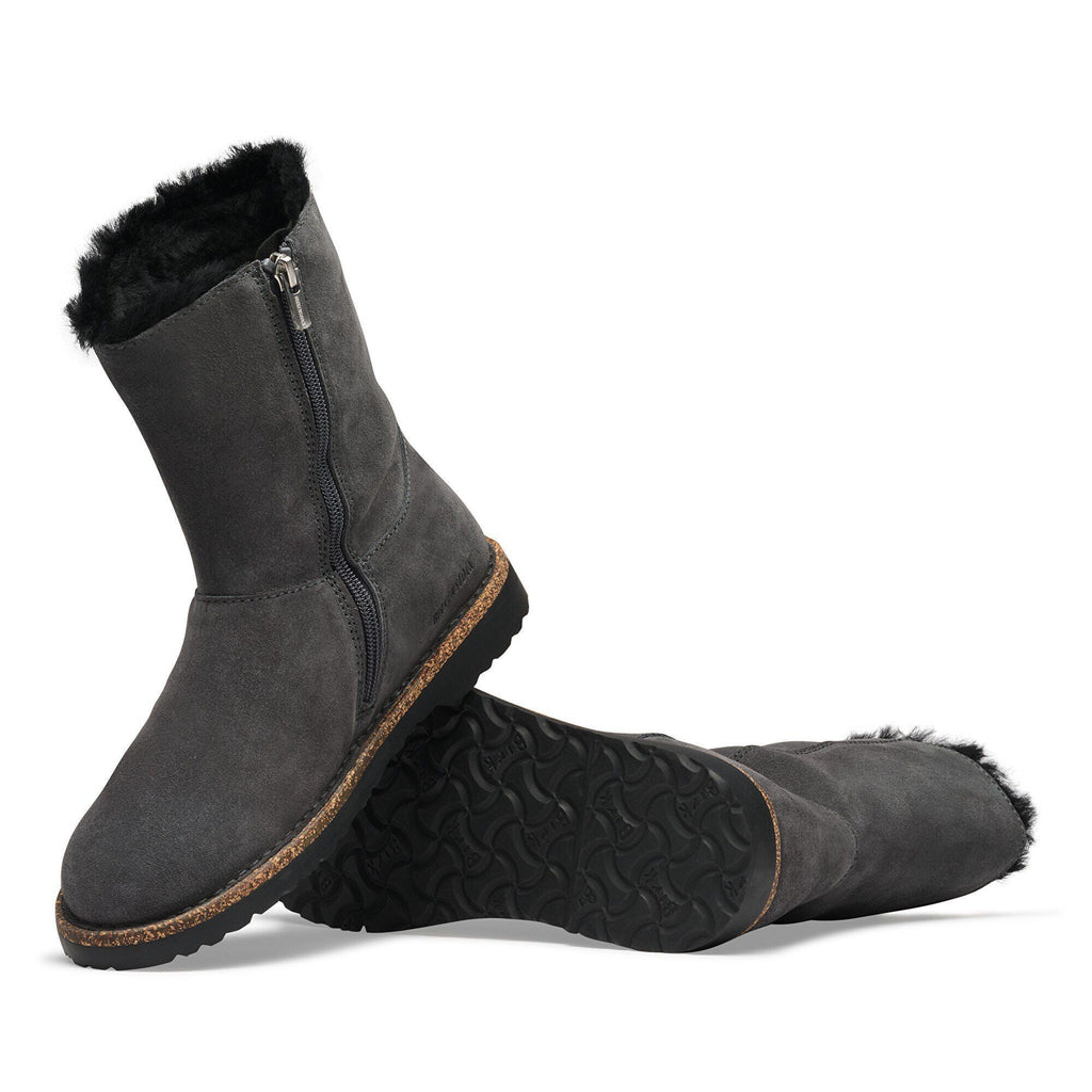 Women's Uppsala Zip Shearling Suede Leather Charcoal