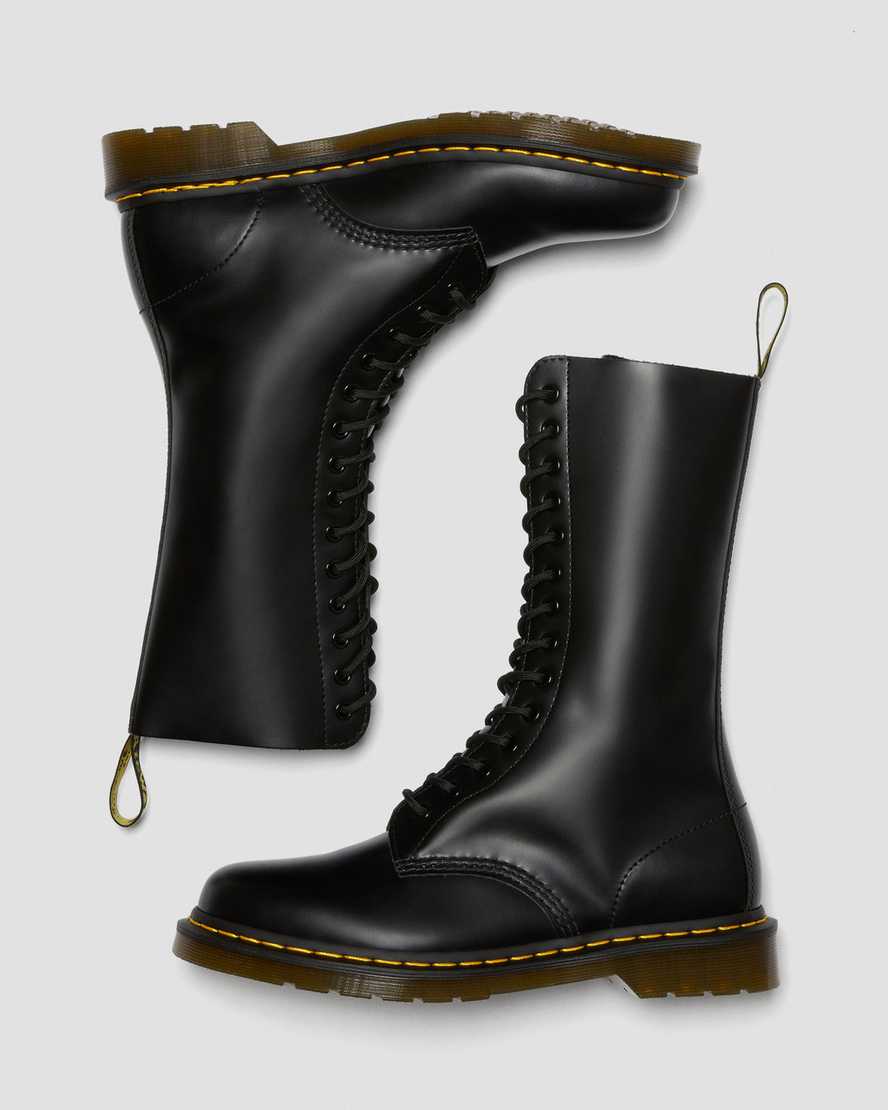 Unisex 1914 Smooth Leather Tall Boots Black