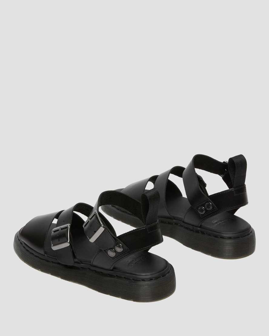 Unisex Gryphon Brando Leather Gladiator Sandals Black