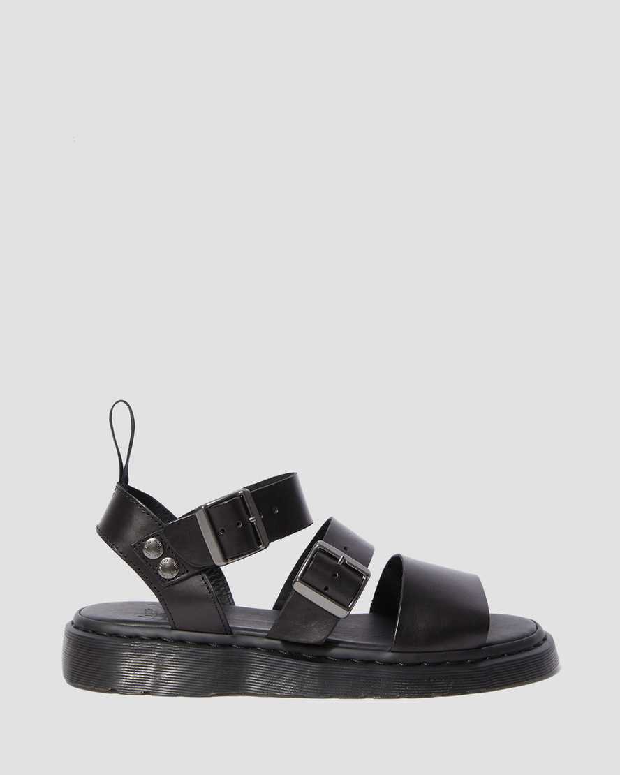 Unisex Gryphon Brando Leather Gladiator Sandals Black