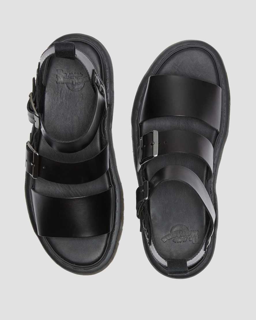 Unisex Gryphon Brando Leather Gladiator Sandals Black