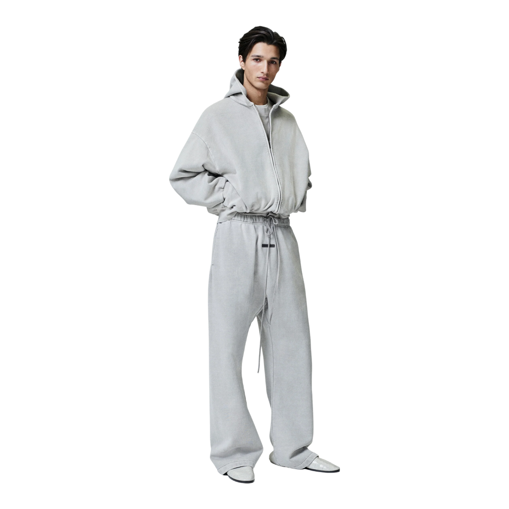 Fear of God Essentials Men’s Classic Fleece Full-Zip Hoodie Smoke Grey 192HO254781F