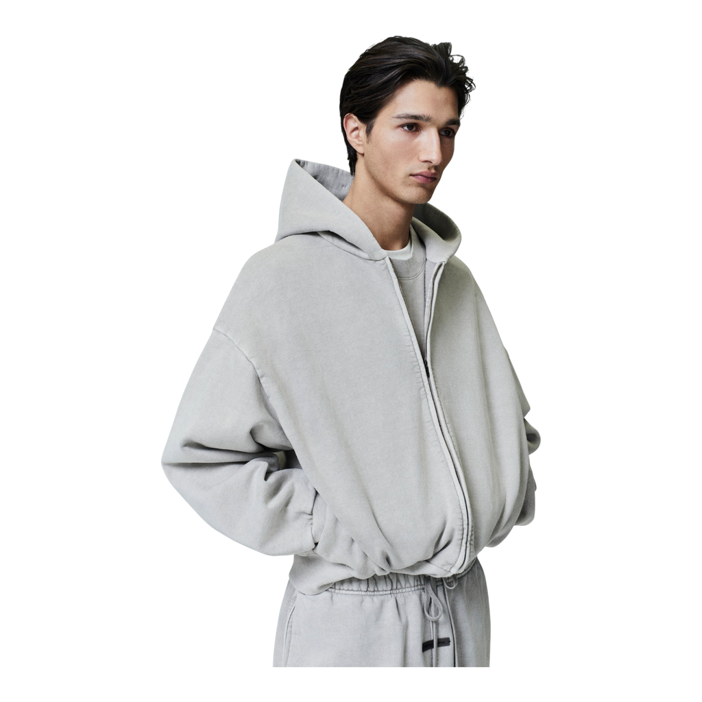 Fear of God Essentials Men’s Classic Fleece Full-Zip Hoodie Smoke Grey 192HO254781F