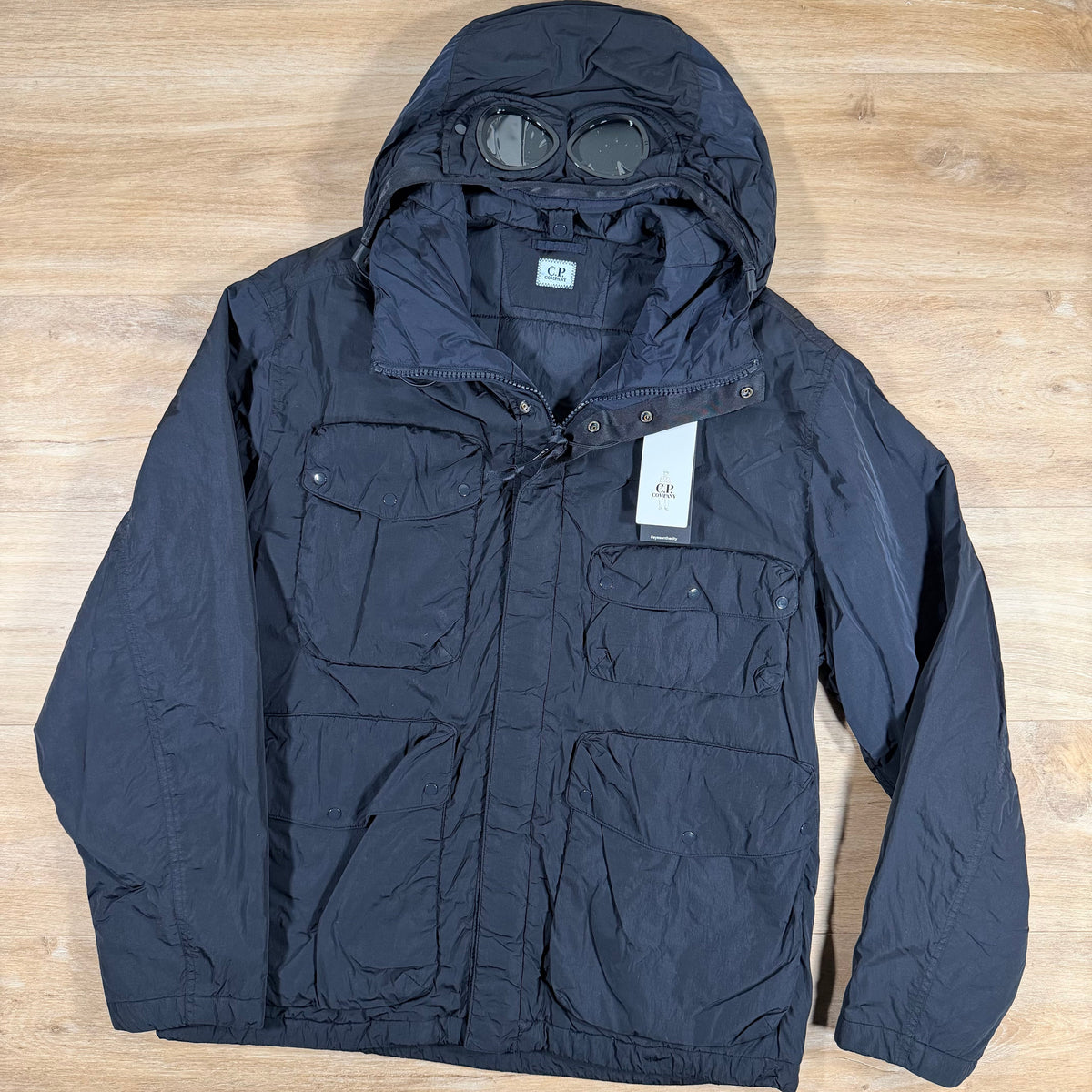 C.P. Company Chrome-R Padded Goggle Jacket in Navy