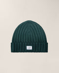 C.P. Company Extra Fine Merino Wool Logo Beanie in Ponderosa Pine - Green