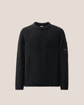 C.P. Company Full Rib Cotton Lens Crewneck Sweater in Black