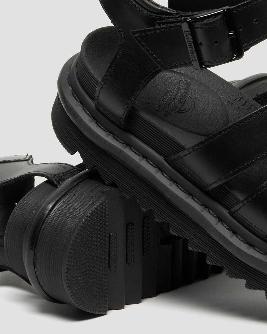 Women's Blaire Brando Leather Strap Sandals Black