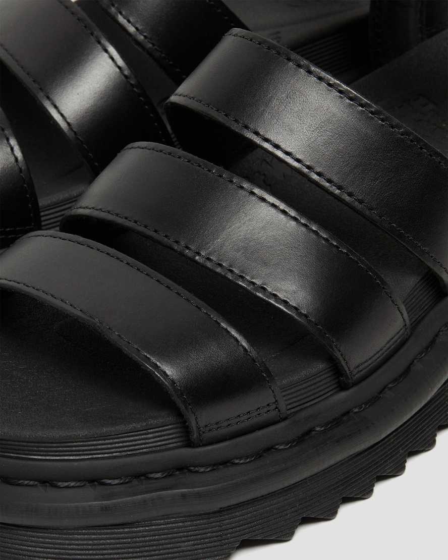 Women's Blaire Brando Leather Strap Sandals Black