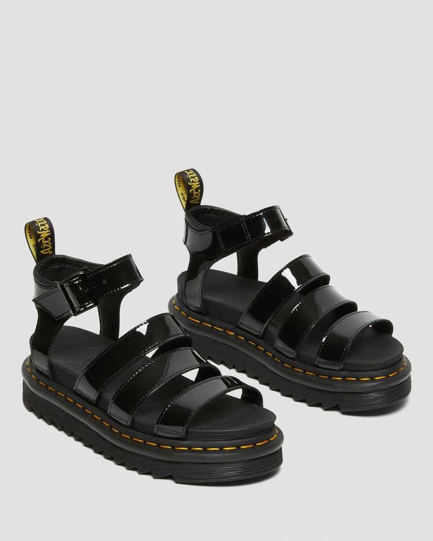 Women's Blaire Patent Leather Strap Sandals Black
