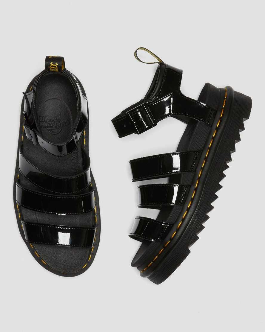 Women's Blaire Patent Leather Strap Sandals Black