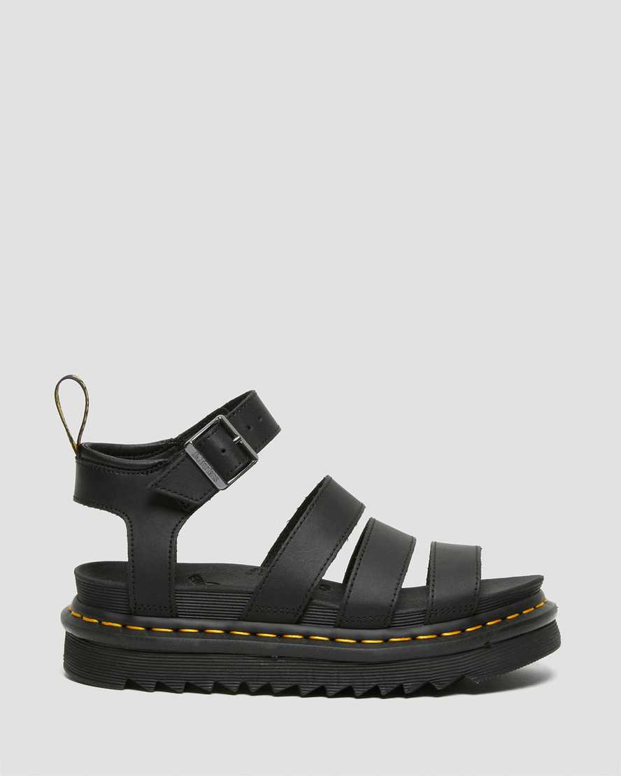 Unisex Blaire Hydro Leather Strap Sandals Black