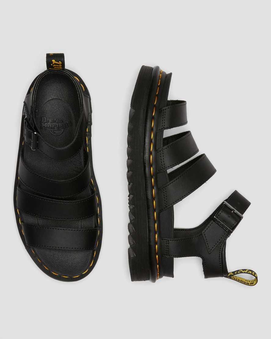 Unisex Blaire Hydro Leather Strap Sandals Black