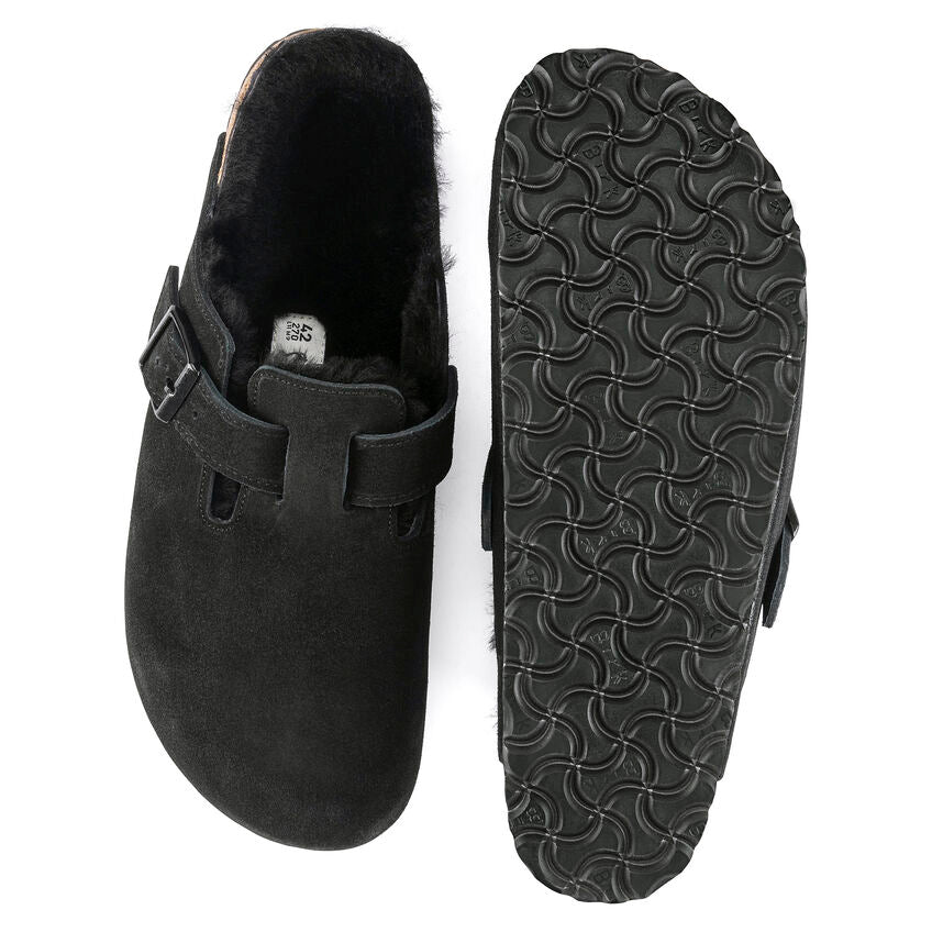 Unisex Boston Shearling Suede Leather Black Medium/Narrow