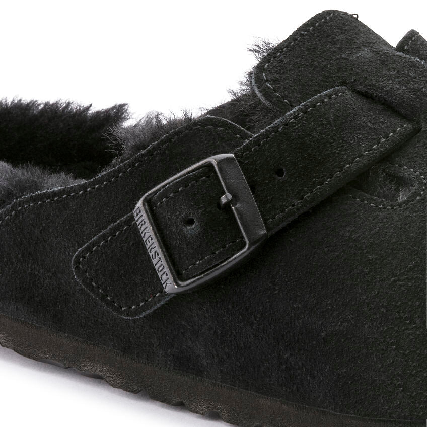Unisex Boston Shearling Suede Leather Black Medium/Narrow