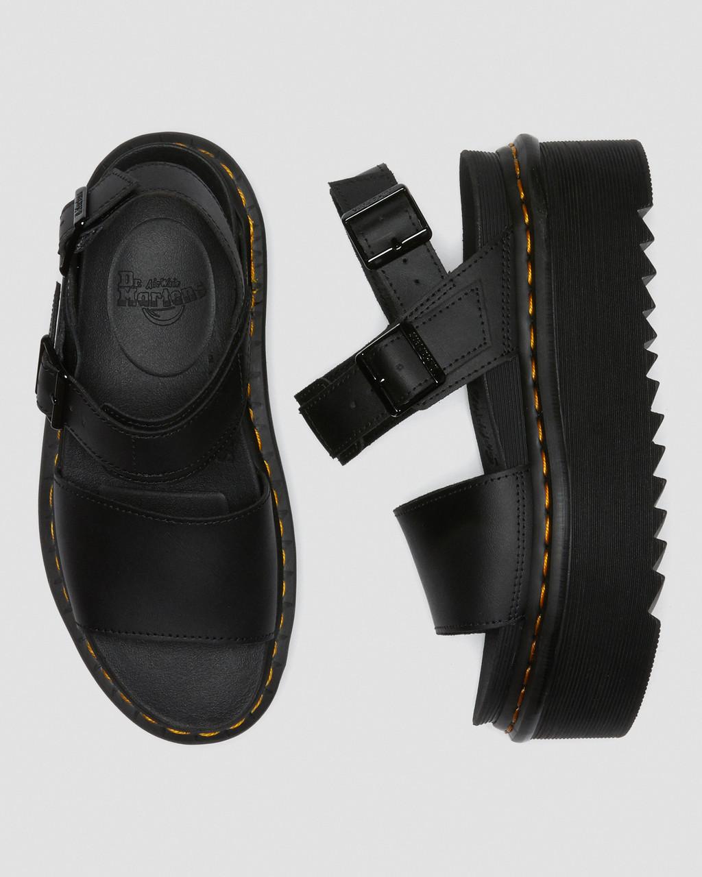 Women's Voss Women's Leather Strap Platform Sandals Black