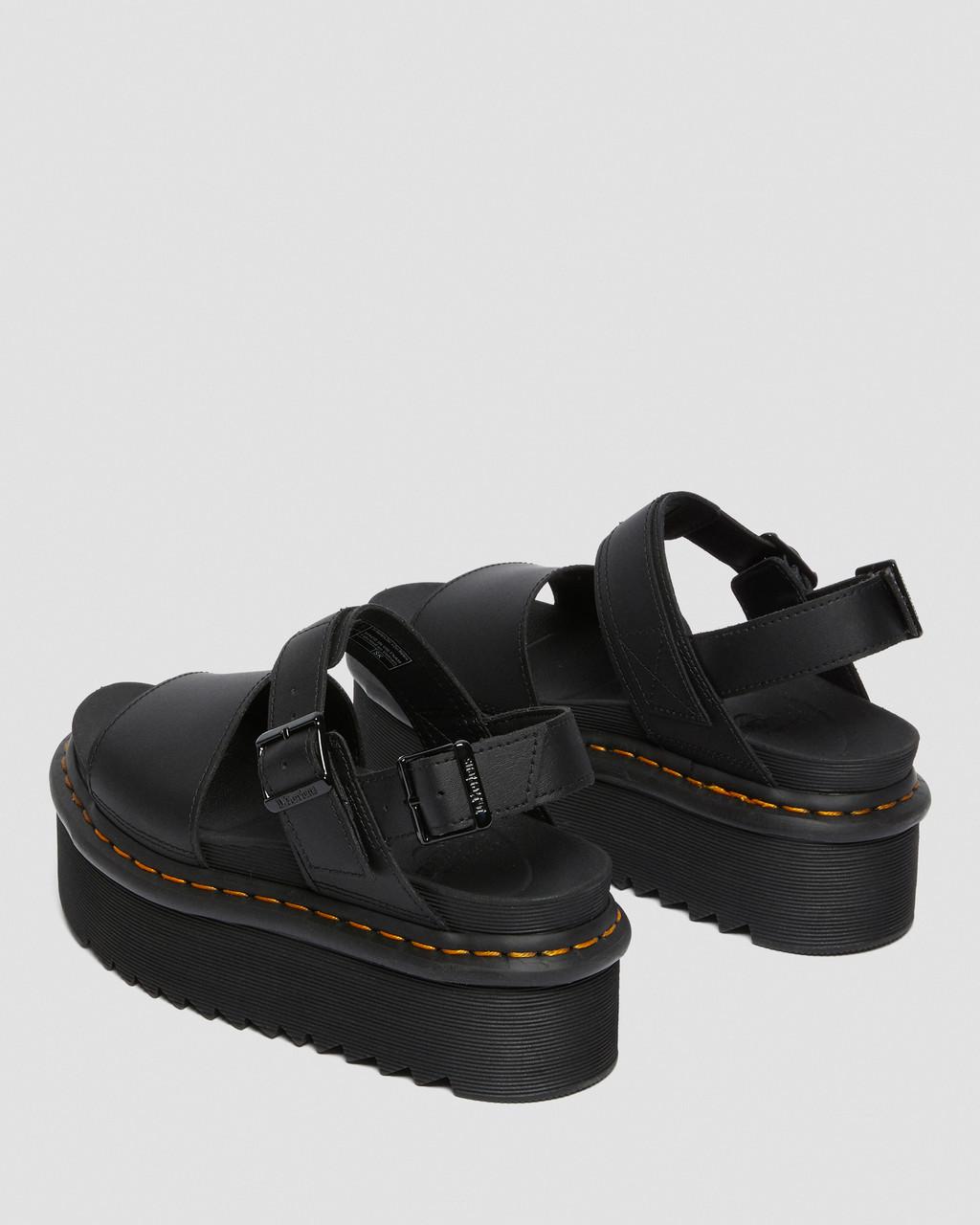 Women's Voss Women's Leather Strap Platform Sandals Black