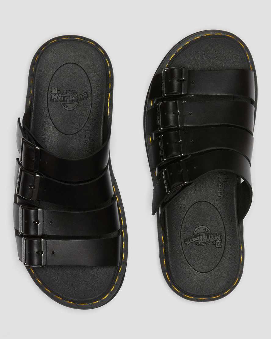 Men's Tate Leather Slide Sandals Black