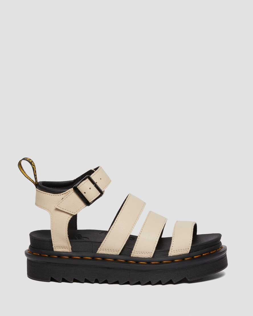 Blaire Women's Pisa Leather Strap Sandals Parchment Beige Pisa