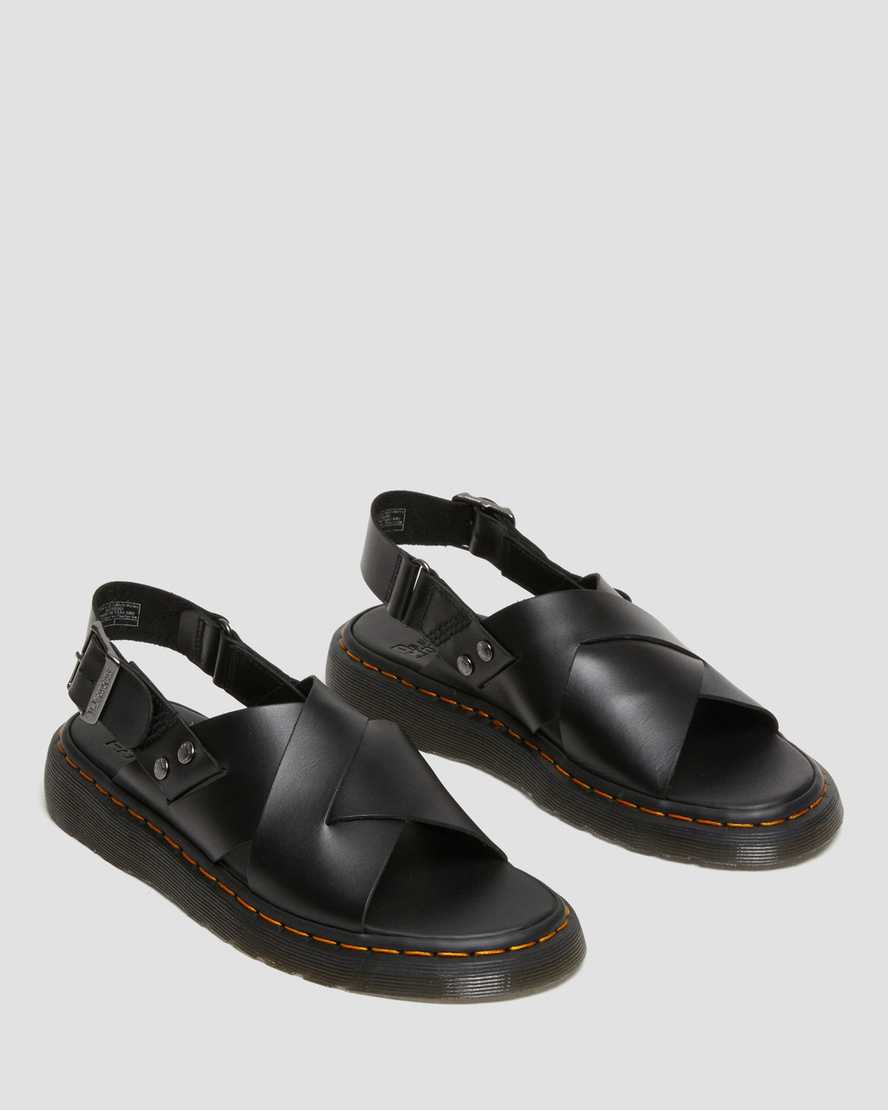 Unisex Zane Brando Leather Slingback Sandals Black Brando