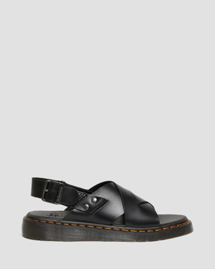 Unisex Zane Brando Leather Slingback Sandals Black Brando