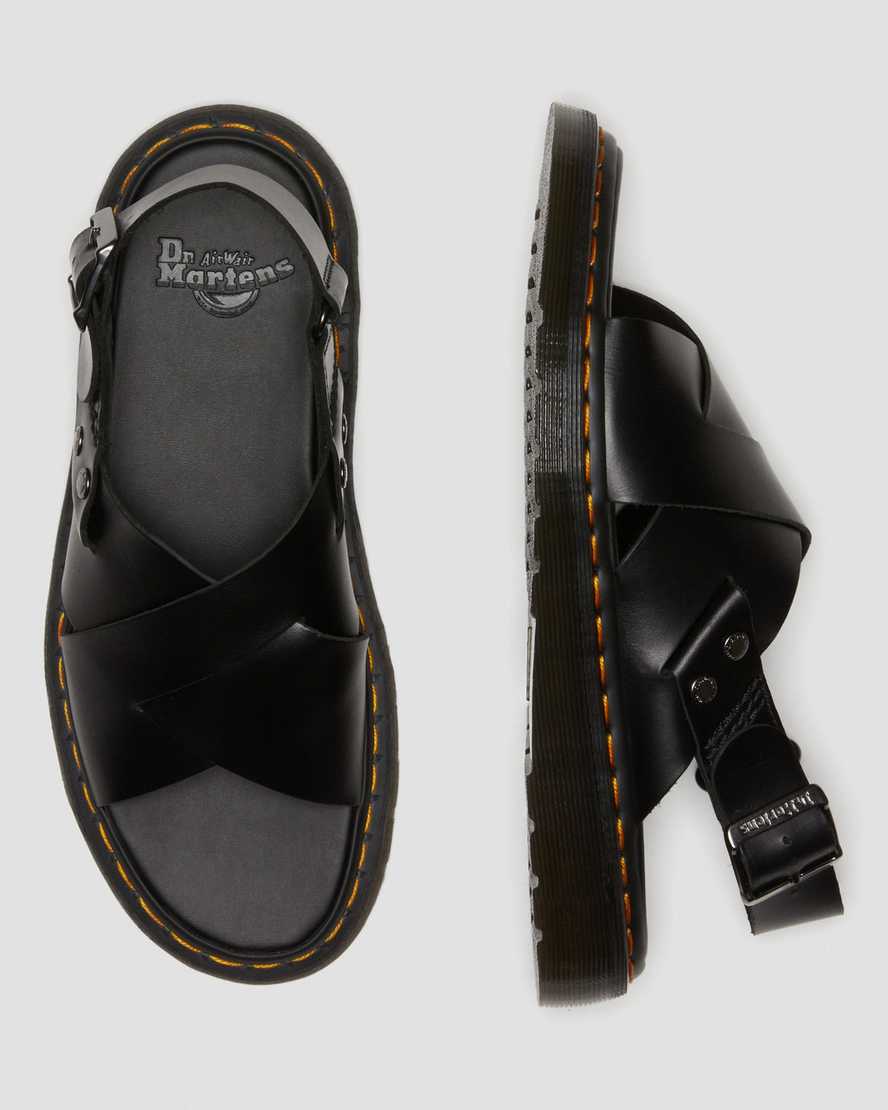 Unisex Zane Brando Leather Slingback Sandals Black Brando