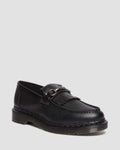 Unisex Adrian Snaffle Pebble Grain Leather Kiltie Loafers Black