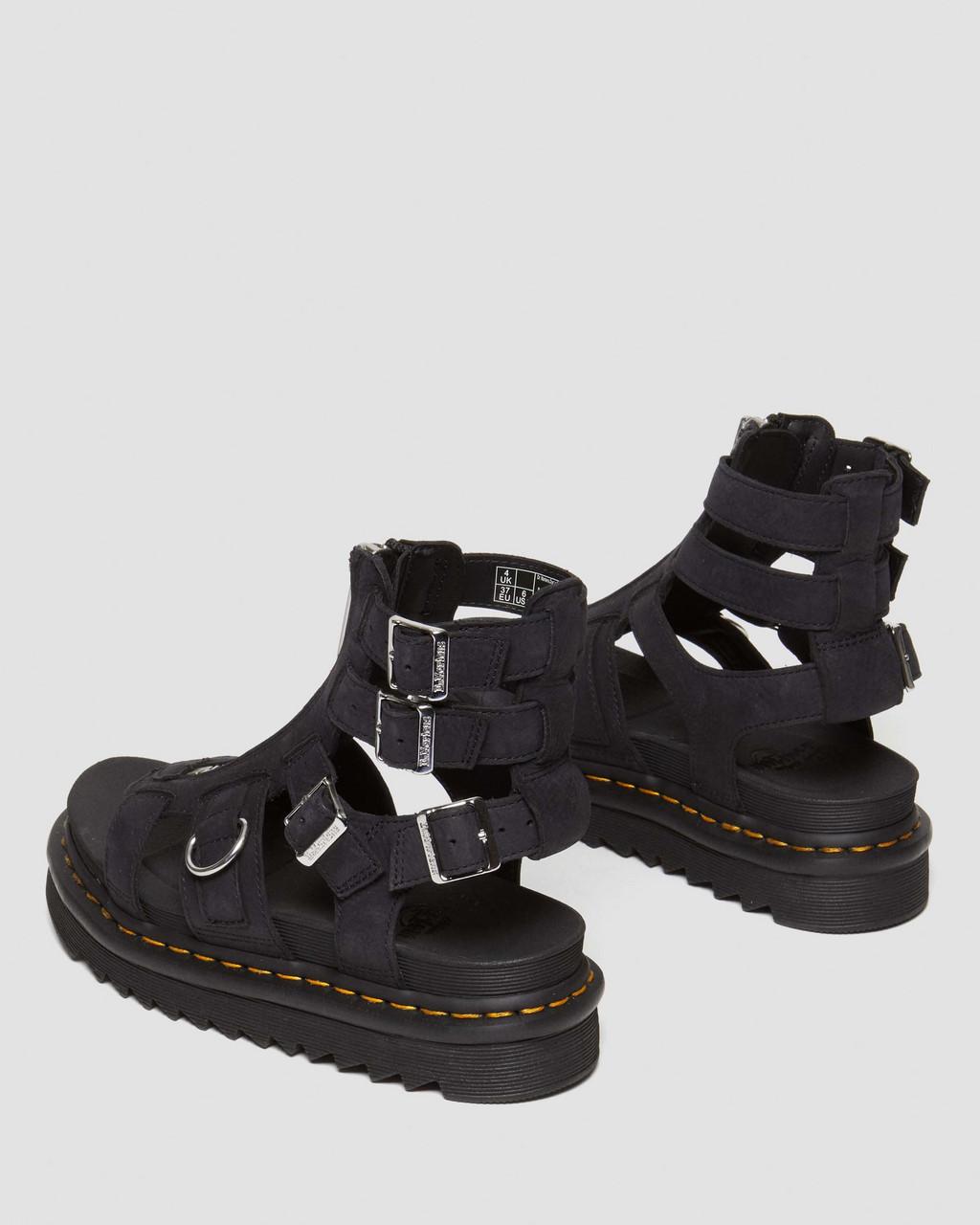 Women's Olson Tumbled Nubuck Leather Gladiator Zip Sandals Charcoal Grey Tumbled Nubuck