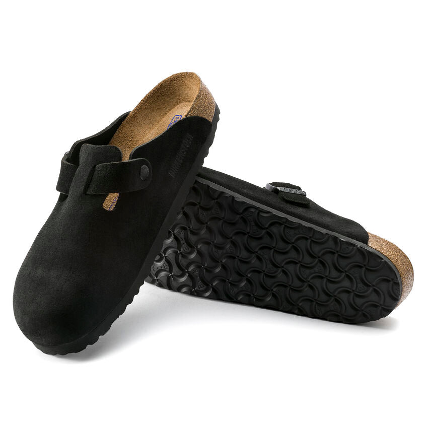 Unisex Boston Soft Footbed Suede Leather Black Medium/Narrow