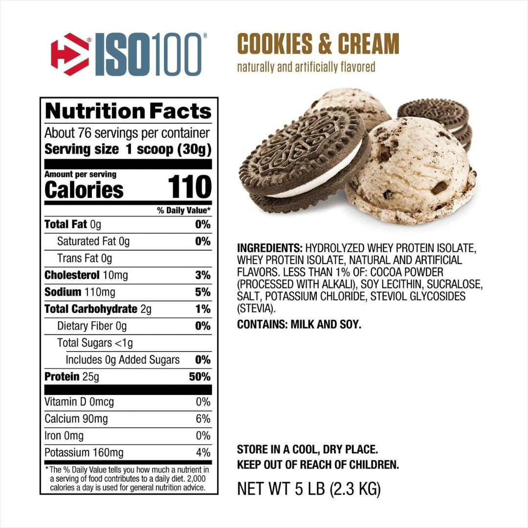 Dymatize ISO 100 5 LB  Cookies & Cream 2.3 KG