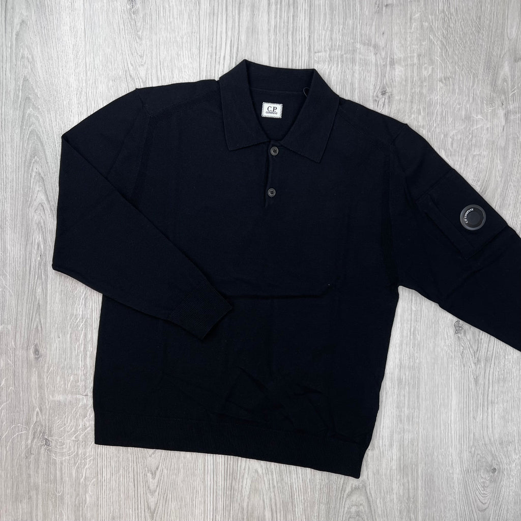 CP Company Knit Polo Sweatshirt - Black