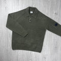 CP Company Chenille Knit Polo - Ivy Green