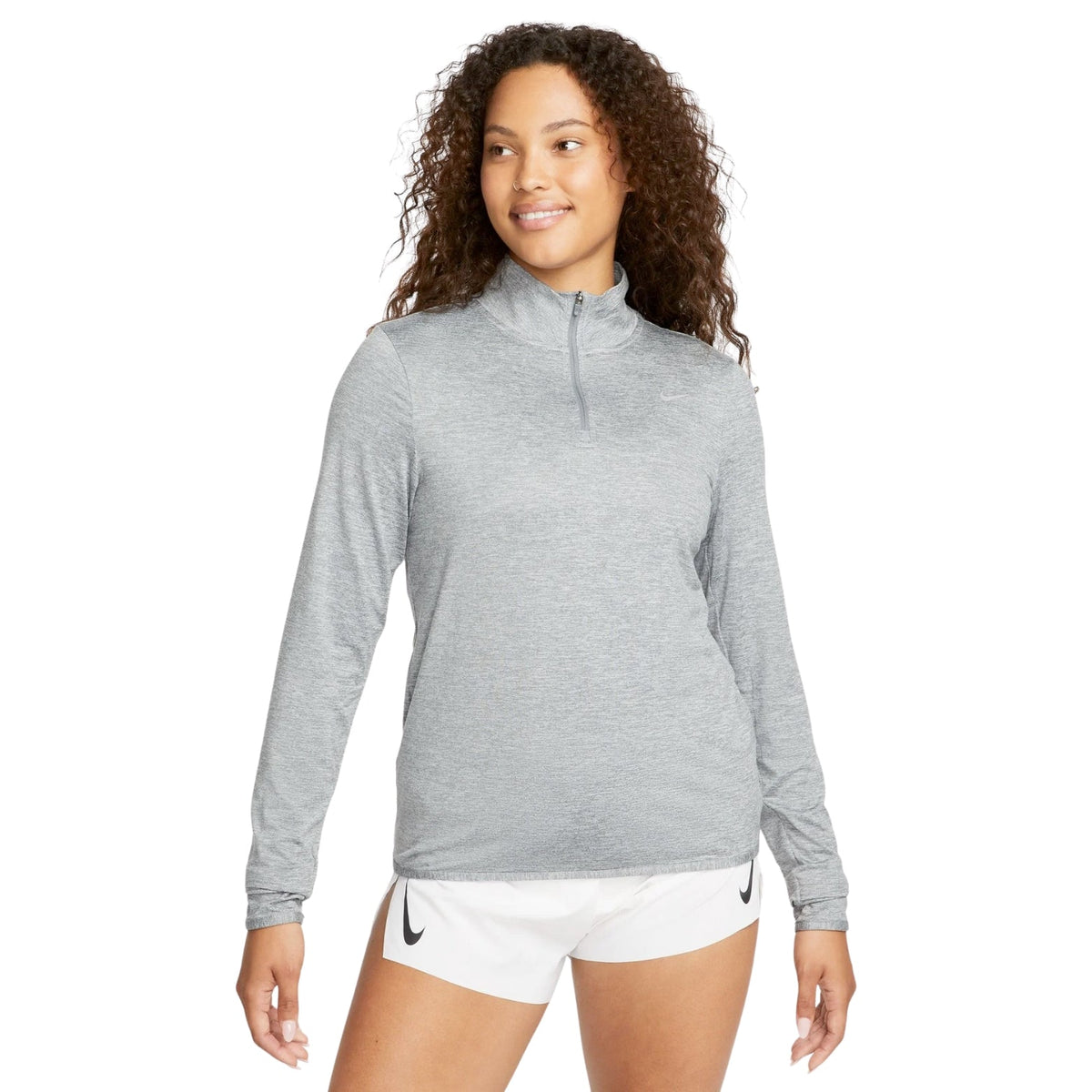Nike Women's Dri-FIT Swift 1/4 Zip Running Top Smoke Grey / Light Smoke Grey / Heather