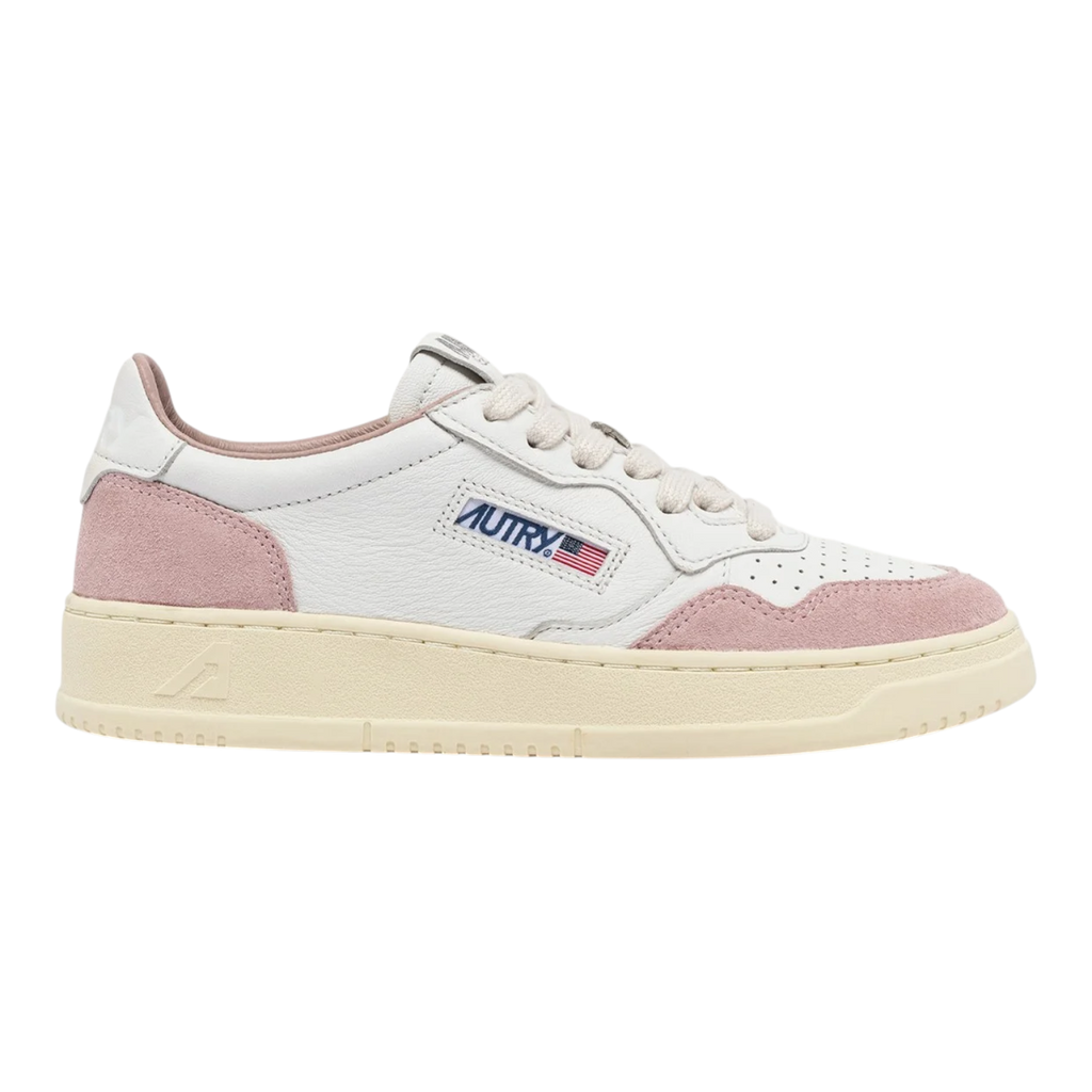 Autry Medalist Low White And Powder Leather Suede Women AULW-GS36