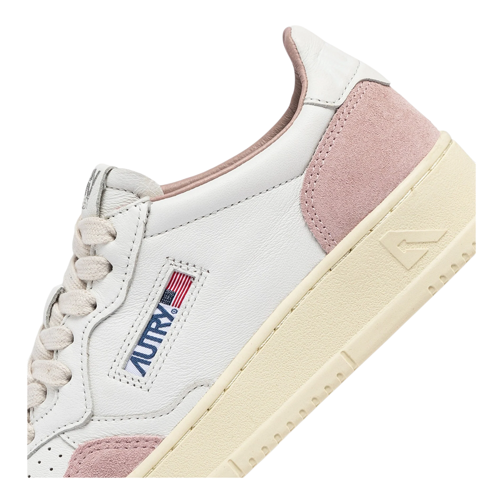 Autry Medalist Low White And Powder Leather Suede Women AULW-GS36