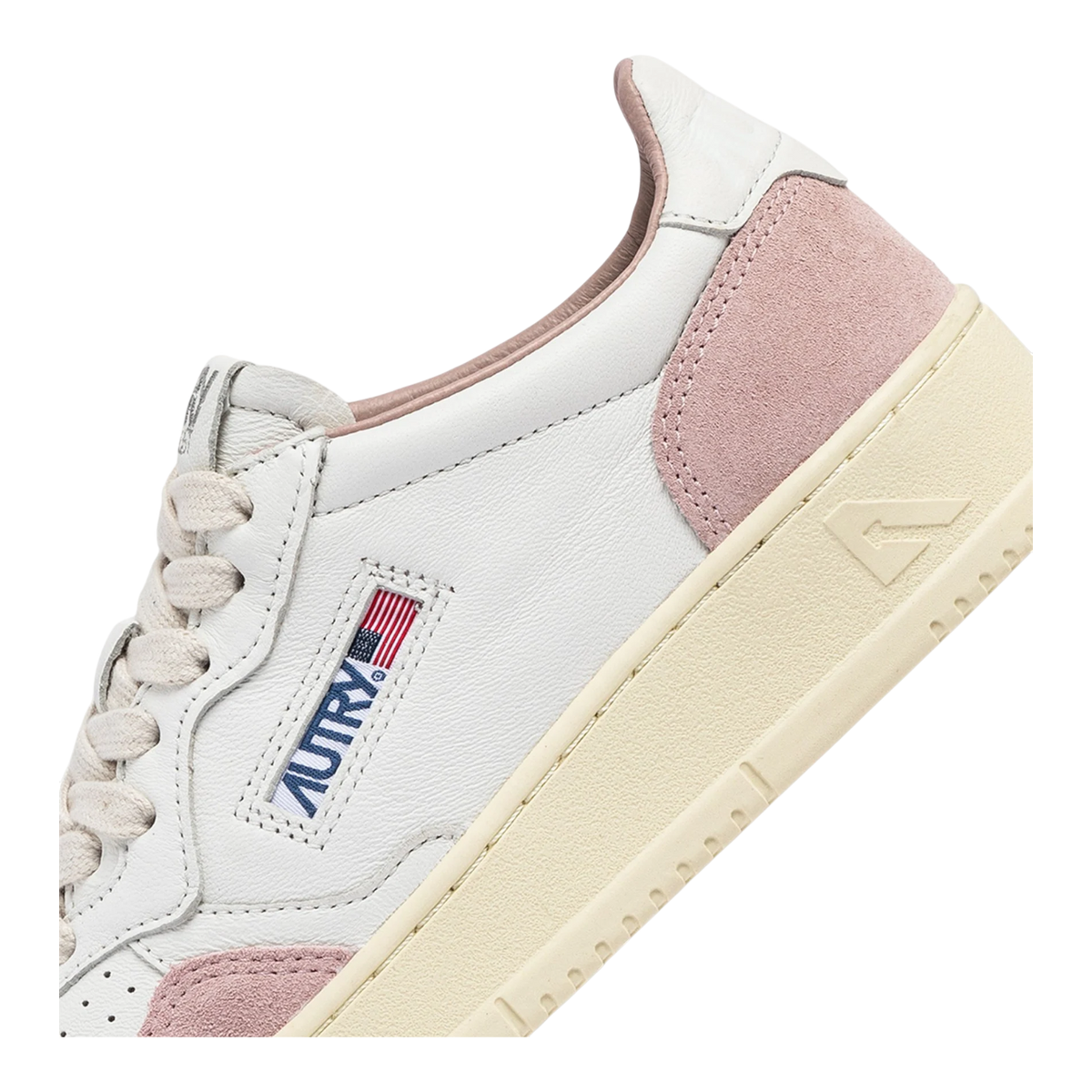 Autry Medalist Low White And Powder Leather Suede Women AULW-GS36