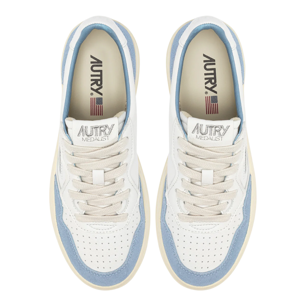 Autry Medalist Low White And Light Blue Women AULW-GS38