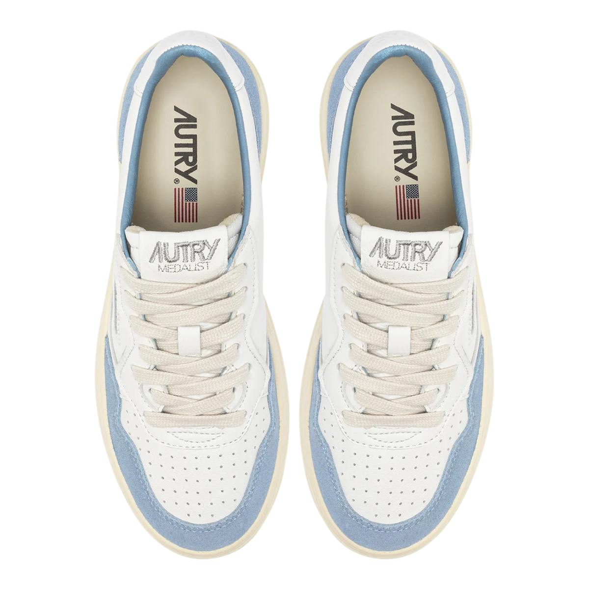 Autry Medalist Low White And Light Blue Women AULW-GS38