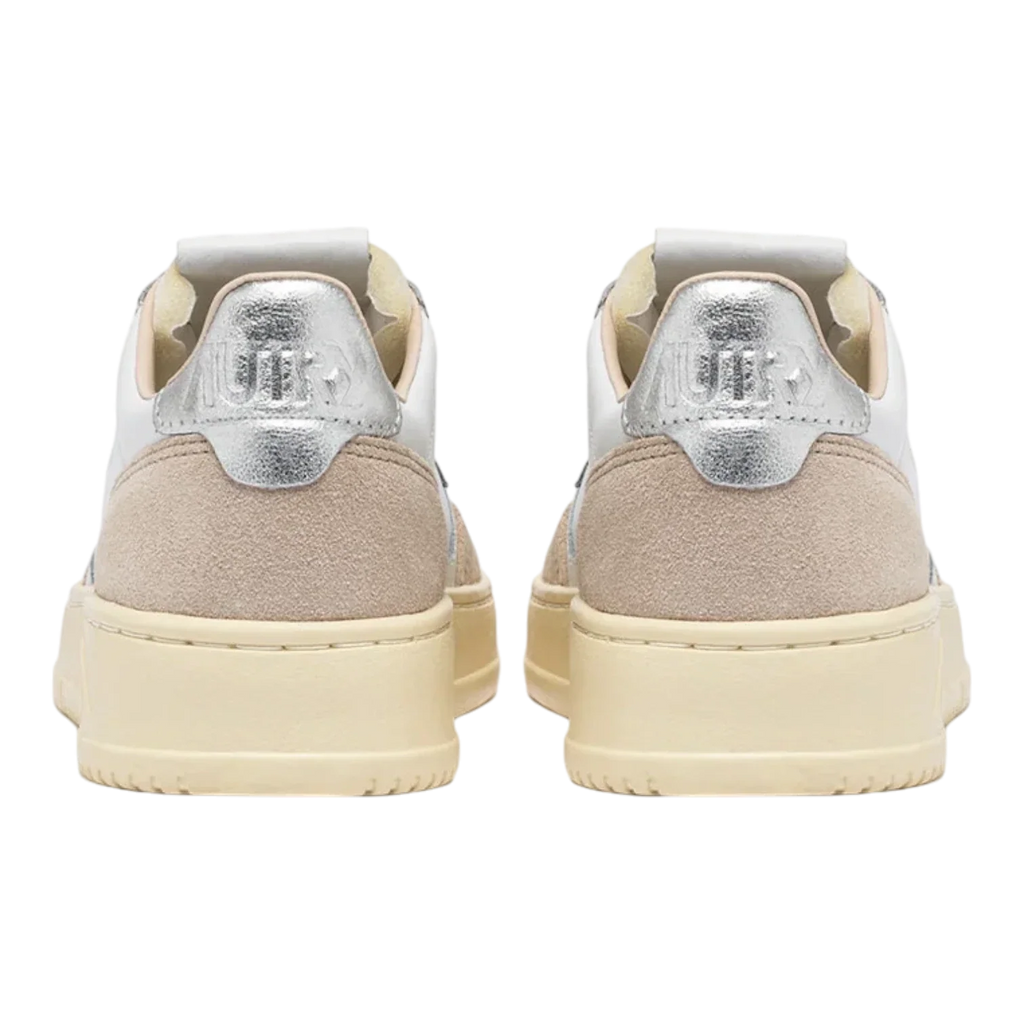 Autry Medalist Low Sneakers in White & Silver Women AULW-LS74