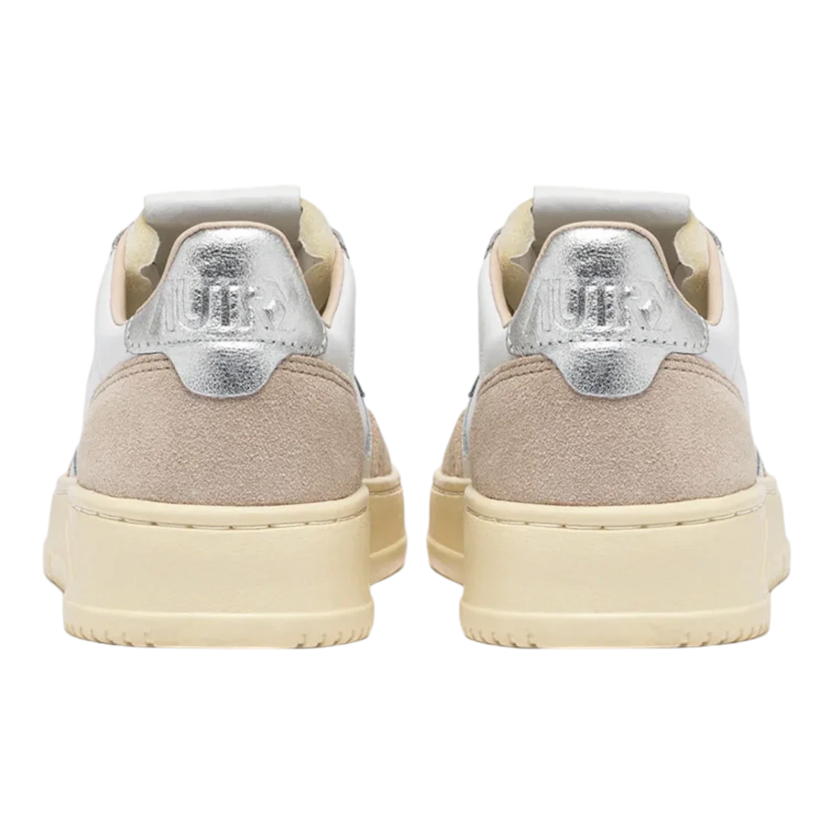 Autry Medalist Low Sneakers in White & Silver Women AULW-LS74