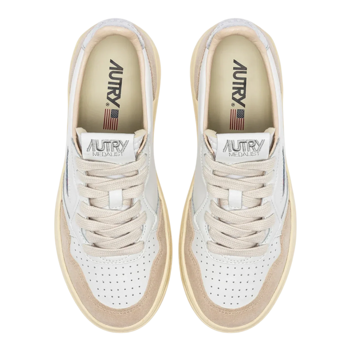 Autry Medalist Low Sneakers in White & Silver Women AULW-LS74