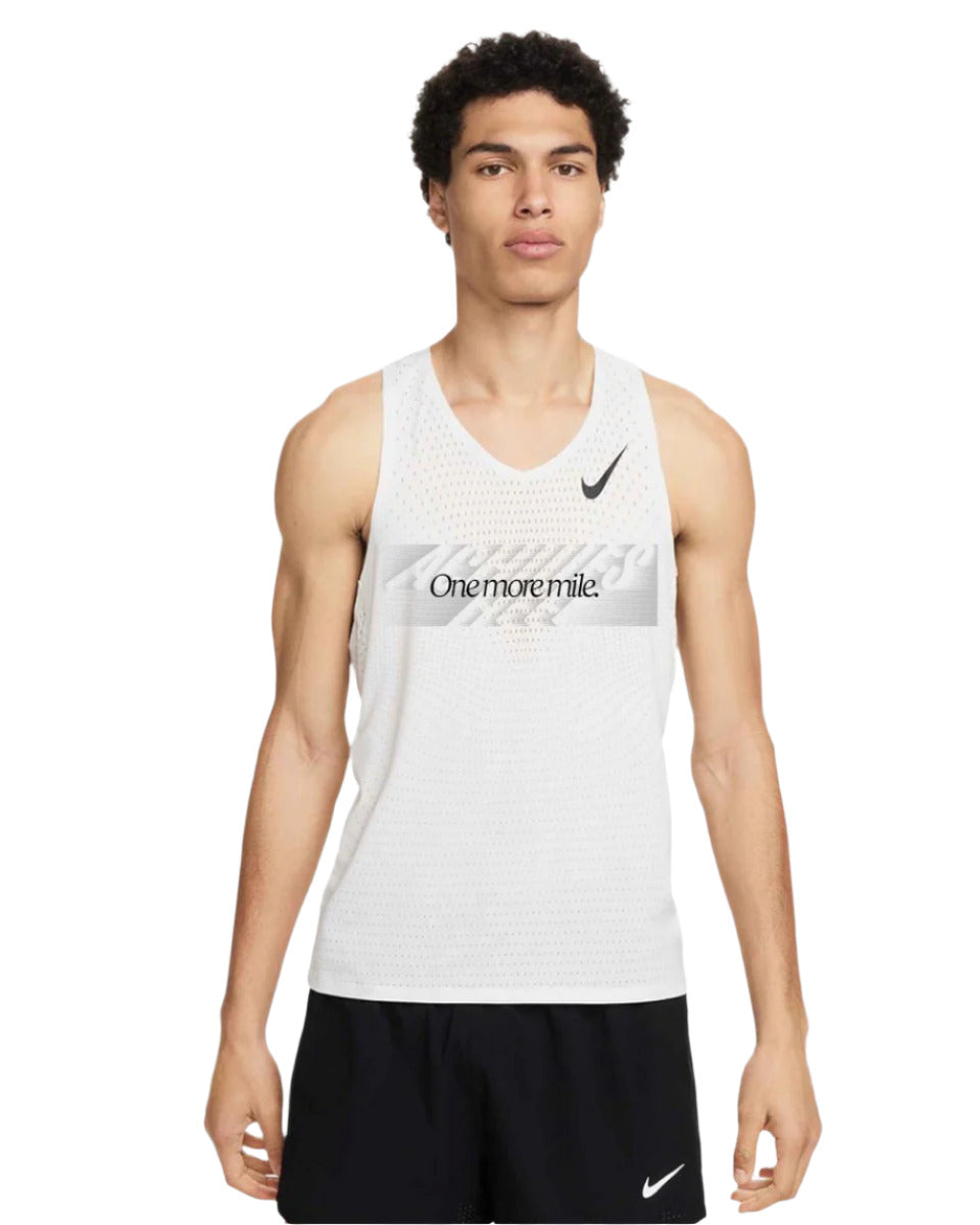 x Achilles Heel Men's 'One More Mile' AeroSwift ADV Running Vest Summit White / Black