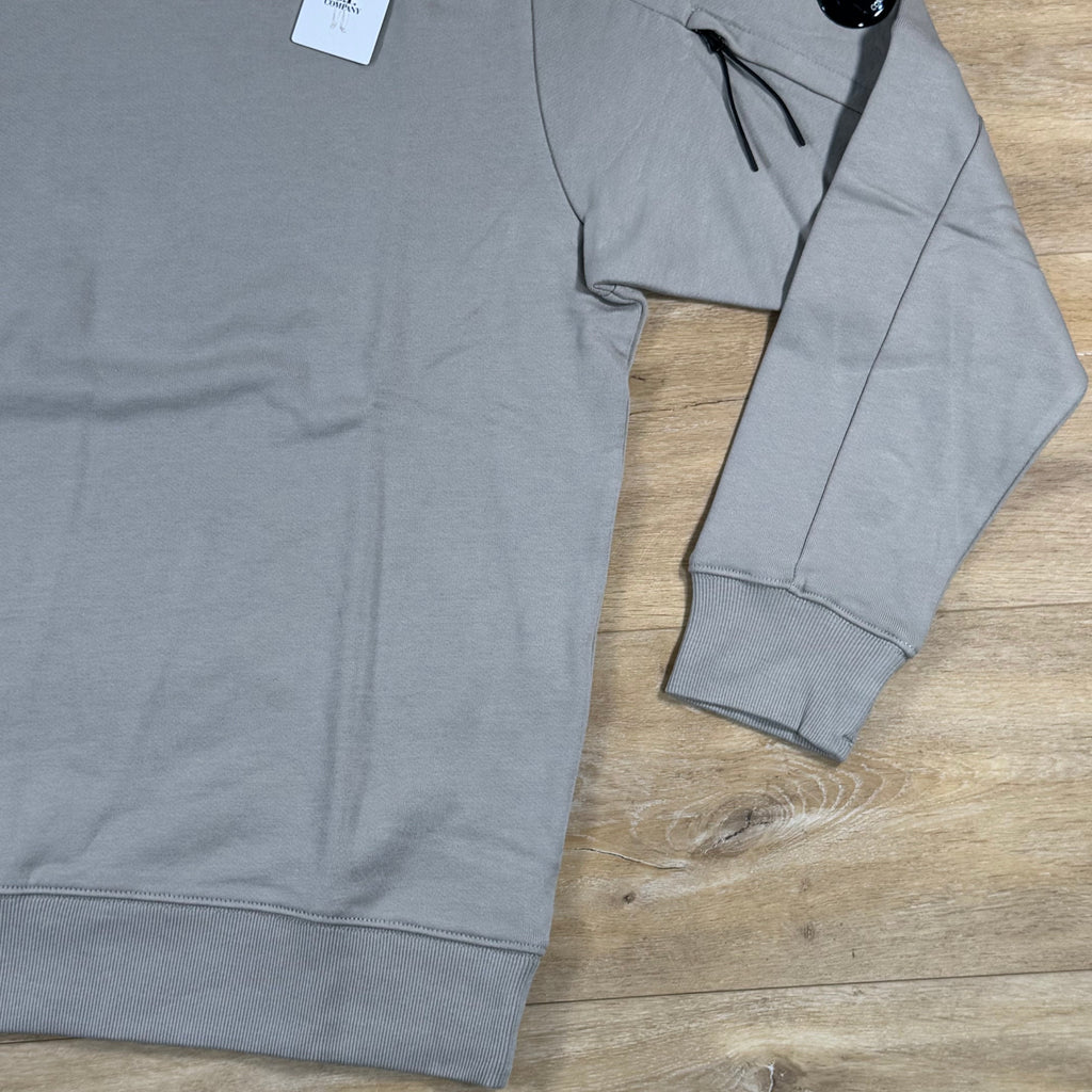 C.P. Company Diagonal Raised Fleece Crewneck Lens Sweatshirt in Dove