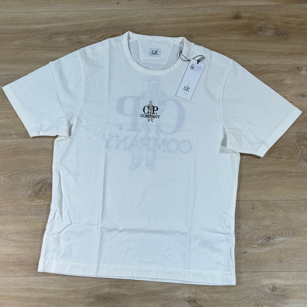 C.P. Company 1020 Jersey Embroidery T-Shirt in Gauze White
