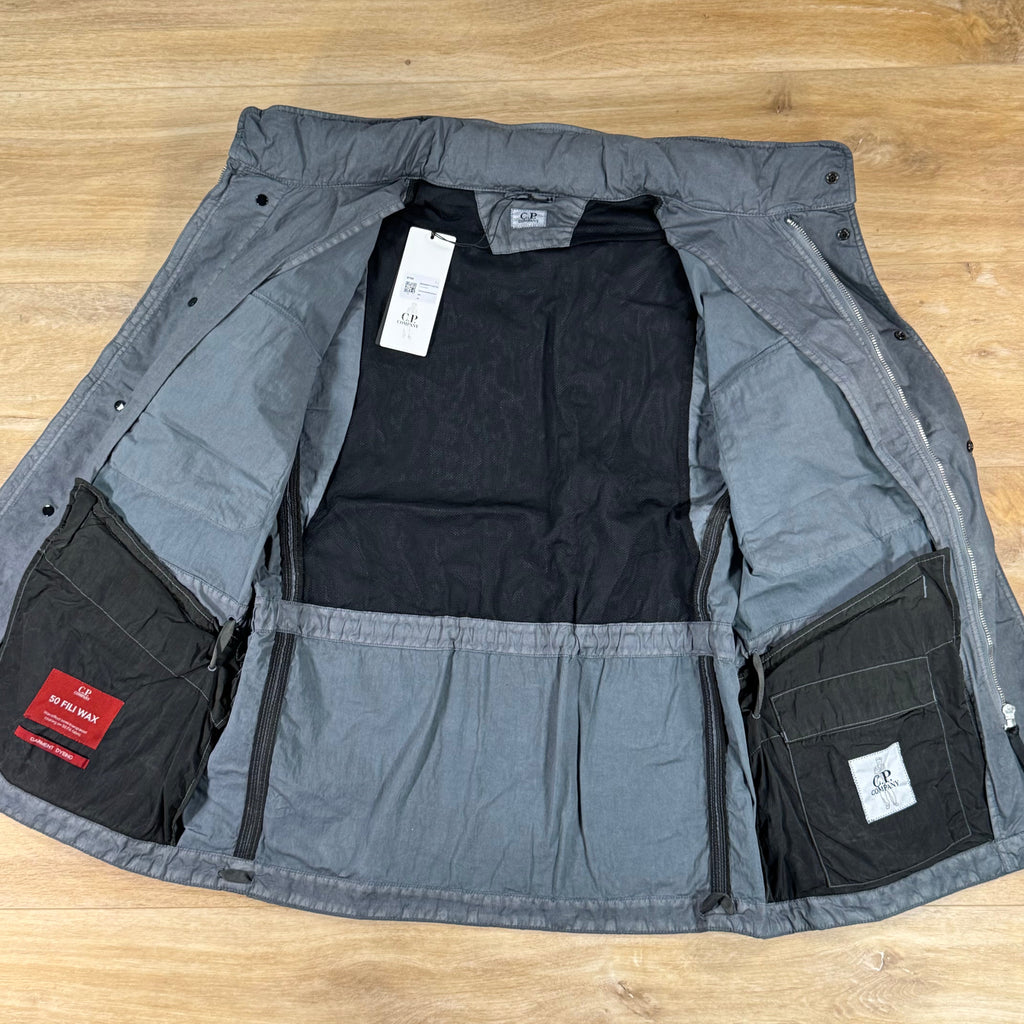 C.P. Company 50 Fili Wax Field Lens Jacket in Gunmetal - Grey